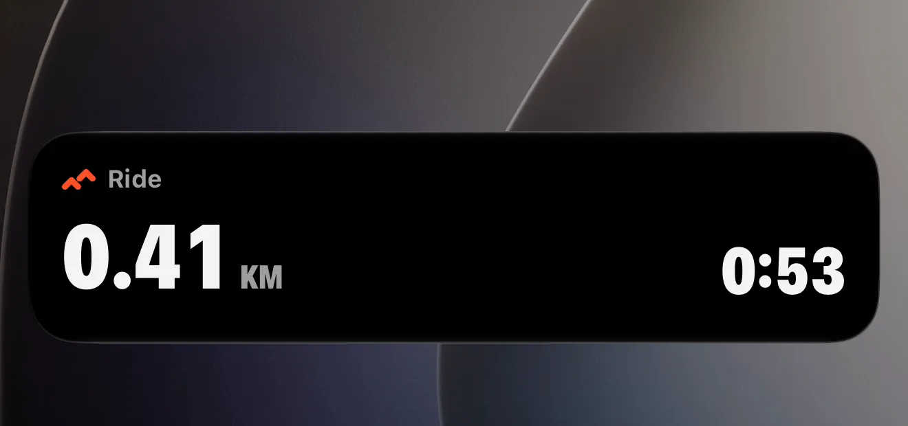 Bodhe live activity on the iPhone lock screen showing 0.41 km and 0:53
